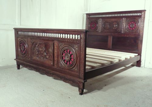 fig 2. French Carved Oak Double Bed, Marriage Bed