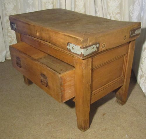 fig 2. Vintage Butchers Block on Original Pine Table, Kitchen Island
