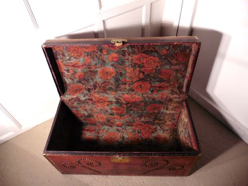 fig 2. Large French Leather and Brass Bound Trunk