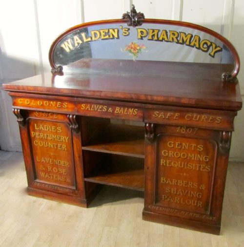 fig 1. Victorian Mahogany Sign Painted Chemist’s Drawers Sideboard