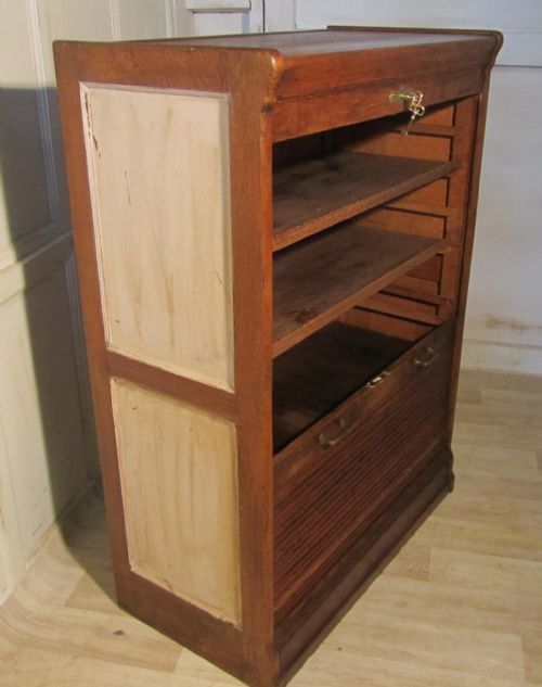 fig 2. A Large Tambour Fronted Oak Art Deco Filing Cabinet