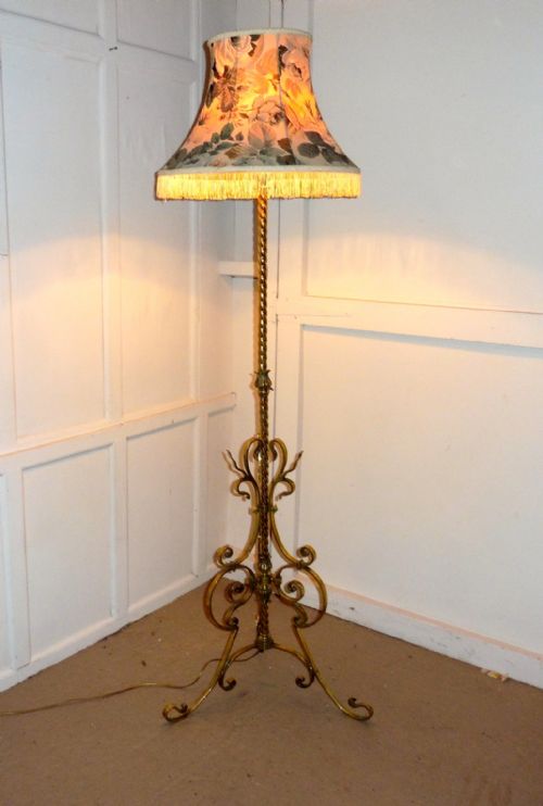 French Brass Adjustable Floor Lamp Rococo Lamp