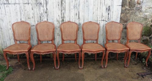 fig 2. Set of 6 French Empire Style Cherry Bergère Dining Chairs