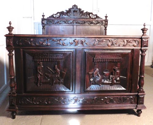fig 2. Breton Carved Oak Marriage Double Bed