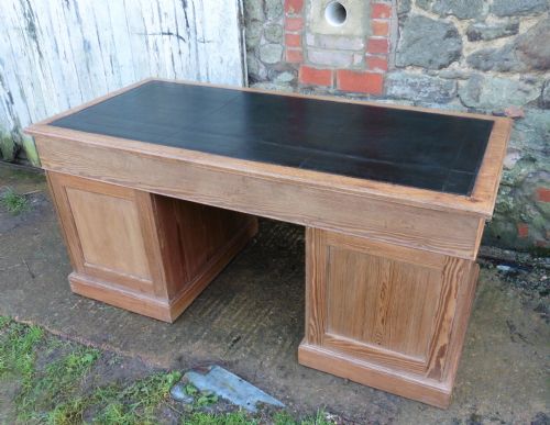fig 1. A Very Large Victorian Pitch Pine Desk, by Heals
