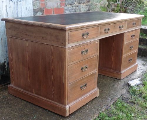 fig 2. A Very Large Victorian Pitch Pine Desk, by Heals