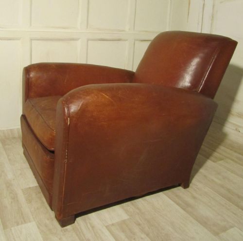 fig 2. A French shabby Leather Art Deco Club Chair