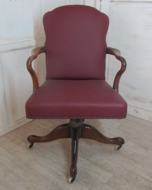 fig 1. Edwardian Mahogany and Leather Office or Desk Chair