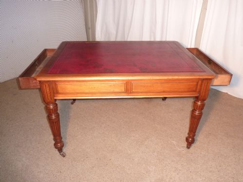fig 1. Victorian Mahogany Leather Top Partners Library Table