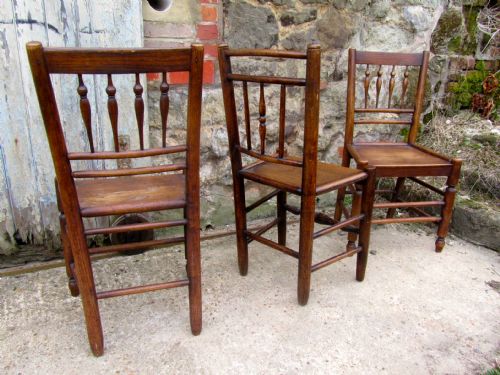 fig 1. 2 Sets of 6, 18th Century Clissett Style Elm and Ash Country Chairs