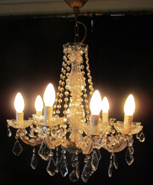 fig 1. A Charming Glass and Brass French 8 Branch Chandelier