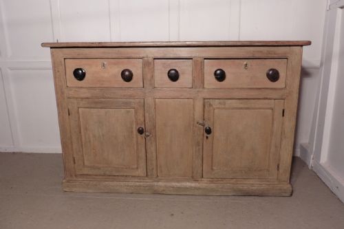 Large Georgian Original Painted Pine Dresser Base, Kitchen Cupboard, Sideboard