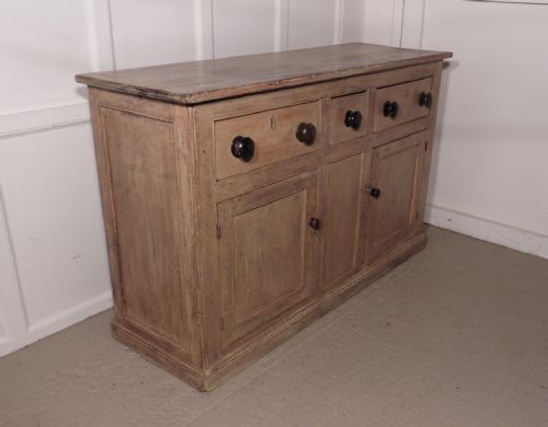 fig 1. Large Georgian Original Painted Pine Dresser Base, Kitchen Cupboard, Sideboard