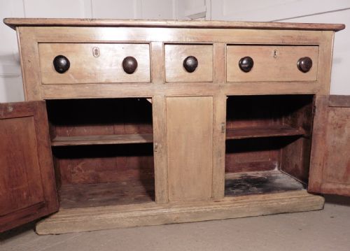 fig 2. Large Georgian Original Painted Pine Dresser Base, Kitchen Cupboard, Sideboard