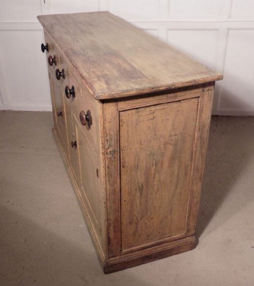 fig 4. Large Georgian Original Painted Pine Dresser Base, Kitchen Cupboard, Sideboard