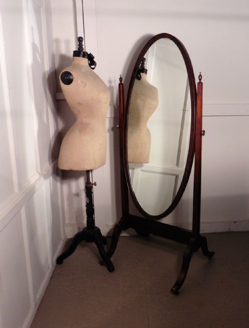 Edwardian Mahogany Oval Cheval Mirror