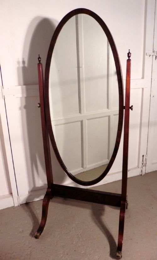 fig 1. Edwardian Mahogany Oval Cheval Mirror