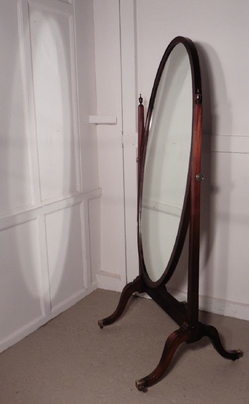 fig 2. Edwardian Mahogany Oval Cheval Mirror