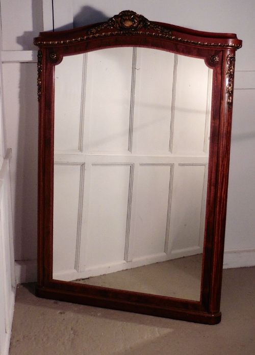 fig 1. Large 19th Century French Mahogany and Ormolu  Wall Mirror 