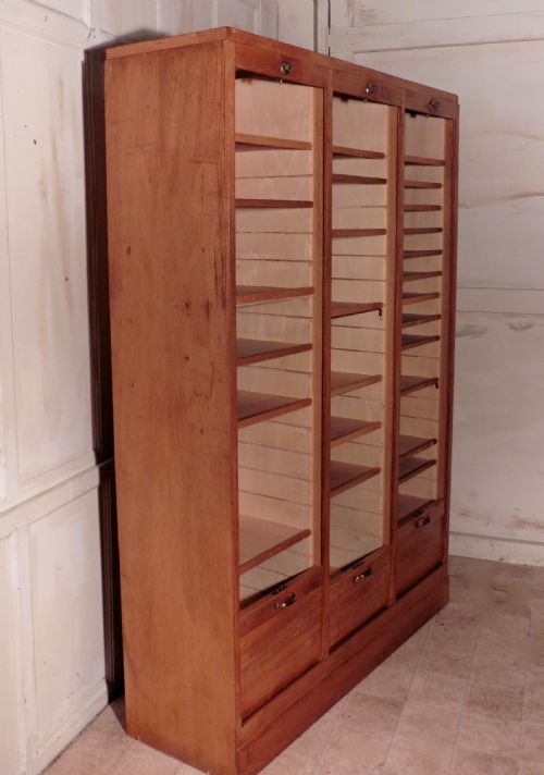 fig 2. A Large French Tambour Triple Fronted Oak Art Deco Filing Cabinet