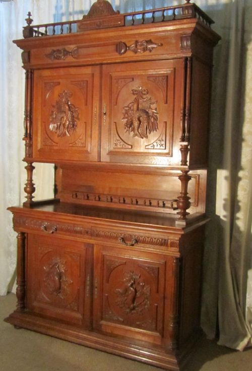 fig 1. French Buffet de Corp, or Carved Oak Game Cupboard 