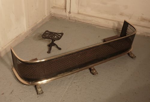 fig 1. Victorian Brass and Iron Club Fender or Nursery Guard and Trivet