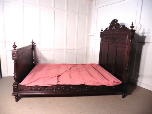 fig 1. French Carved Oak Marriage Double Bed