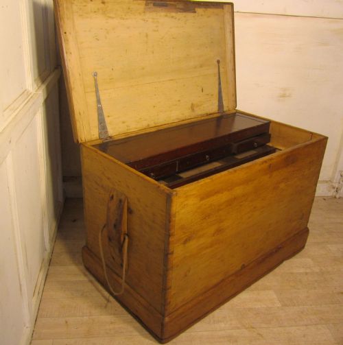 fig 1. Large Victorian Pine Carpenters Box or Sea Chest Coffee Table