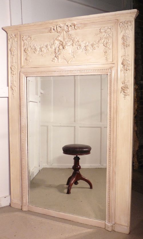 A Large French Shabby Painted Wall Mirror, Overmantle