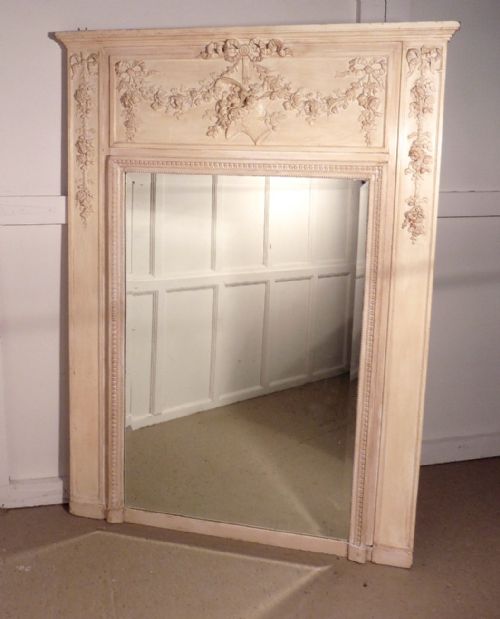 fig 1. A Large French Shabby Painted Wall Mirror, Overmantle