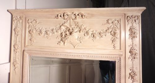 fig 2. A Large French Shabby Painted Wall Mirror, Overmantle