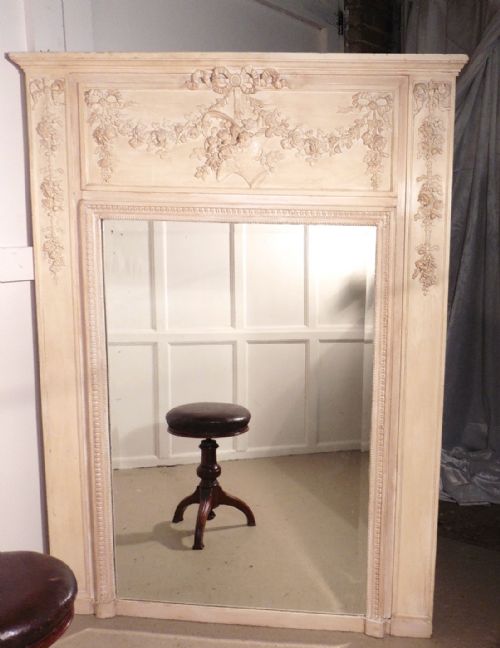 fig 3. A Large French Shabby Painted Wall Mirror, Overmantle