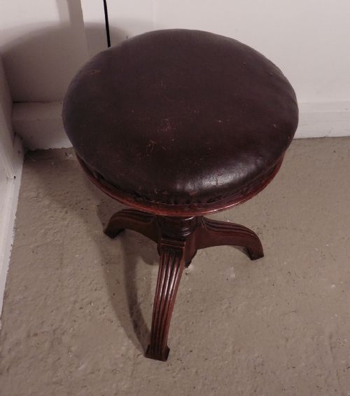 fig 1. An Elegant Victorian Mahogany Swivel Piano Stool by Howe