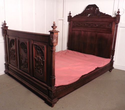 fig 1. Breton Carved Oak Marriage Double Bed