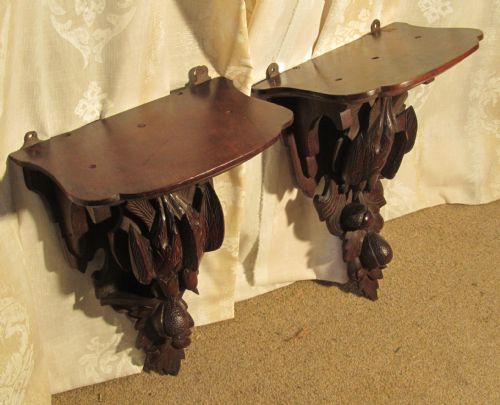 fig 1. A 19th Century Pair of Carved Wood Wall Brackets