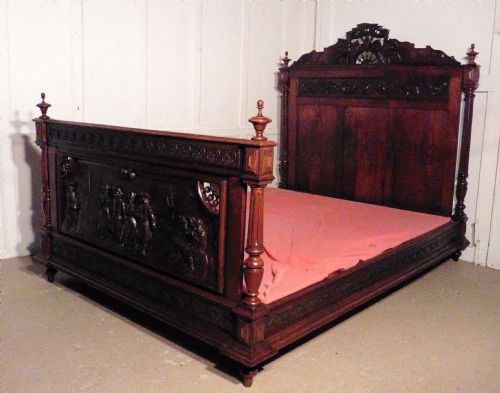 fig 1. French Carved Oak Marriage Double Bed