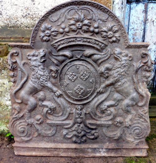 Large, Heavy Early 18th Century Cast Iron Fire Back