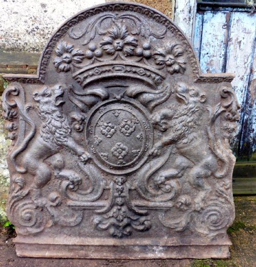 fig 2. Large, Heavy Early 18th Century Cast Iron Fire Back