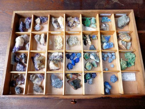 fig 1. French Mineral and Fossil Specimen Collection and Cabinet.