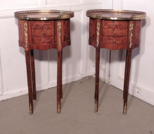 fig 1. A Pair of French 19th Century Inlaid Side Tables or Bedside Cabinets