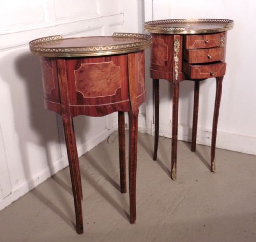 fig 3. A Pair of French 19th Century Inlaid Side Tables or Bedside Cabinets