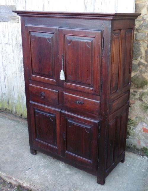 fig 1. 17th Century French Fruitwood Housekeepers Cupboard, Armoire
