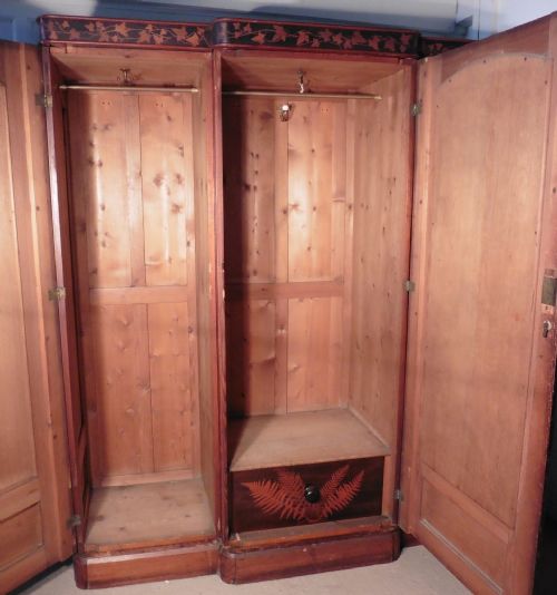 fig 1. Victorian Pine Decorated Arts & Crafts Wardrobe