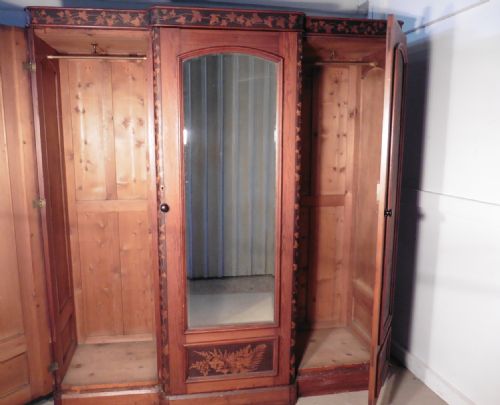 fig 2. Victorian Pine Decorated Arts & Crafts Wardrobe