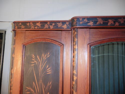 fig 3. Victorian Pine Decorated Arts & Crafts Wardrobe