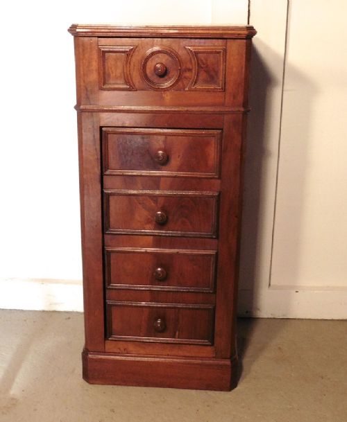 French Flame Walnut Bedside Cabinet or Night Table