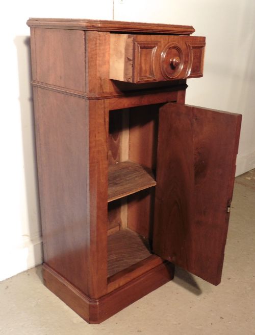 fig 1. French Flame Walnut Bedside Cabinet or Night Table