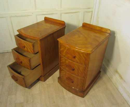 fig 1. A Pair of Satin Birch Art Deco Bedside Cupboards, Cabinets