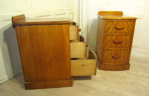 fig 2. A Pair of Satin Birch Art Deco Bedside Cupboards, Cabinets