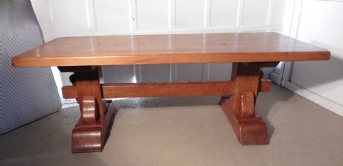 A Large French Golden Oak Arts and Crafts Refectory Table
